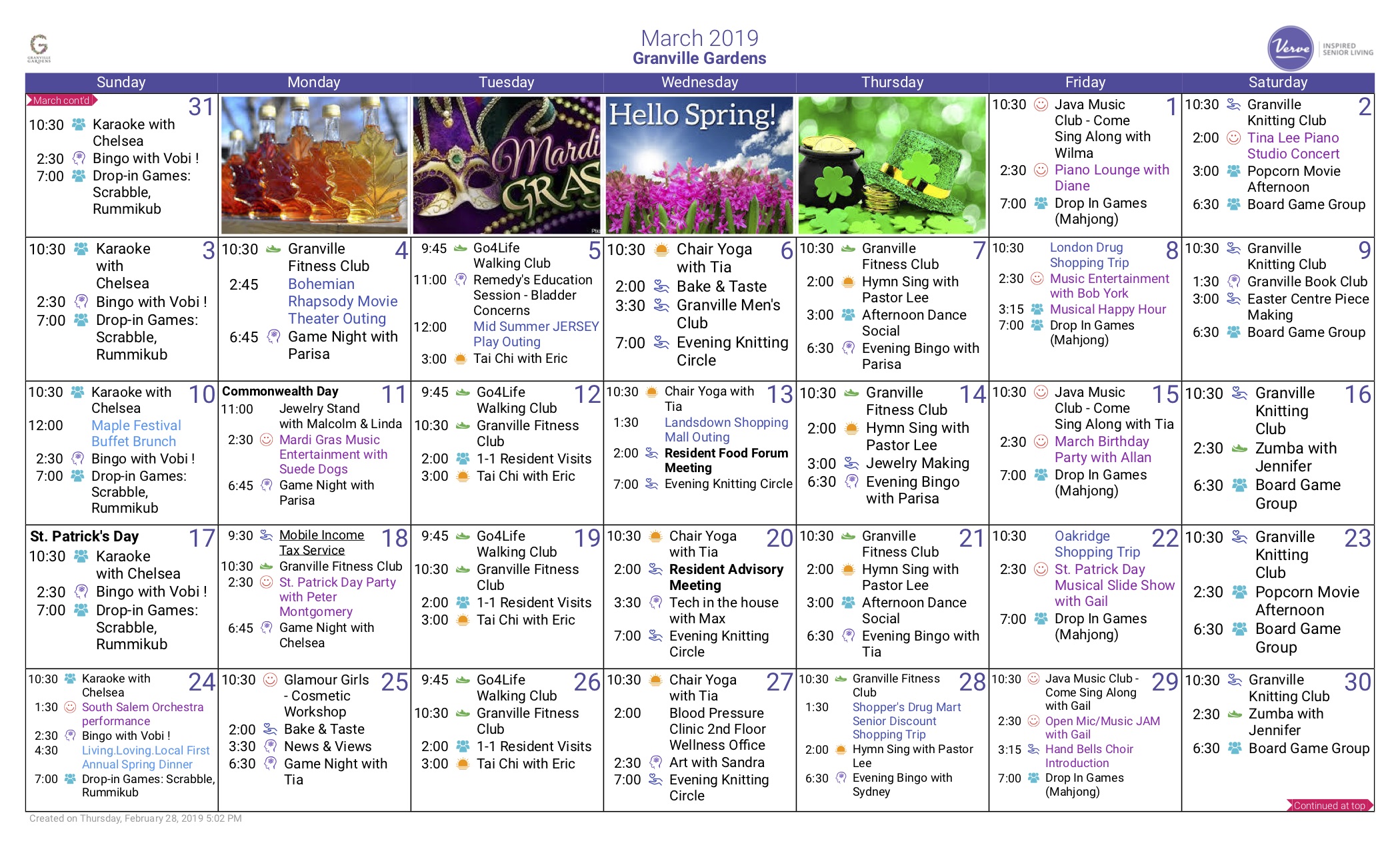 March 2019 Calendar