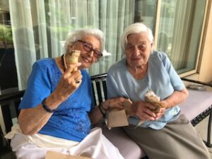 enjoying ice cream