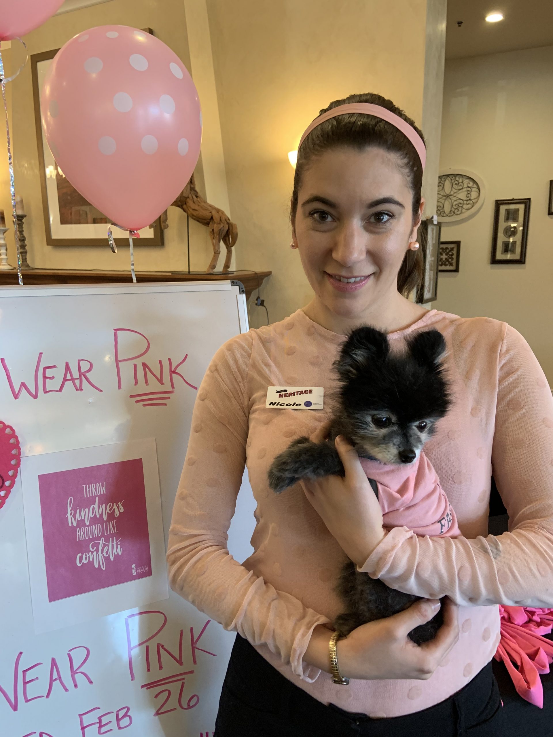 Nicole Leitch with Tica who is wearing her pink t-shirt today