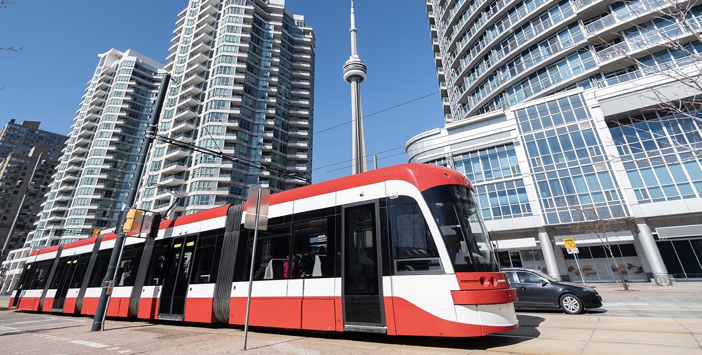 A streetcar in downtown Toronto