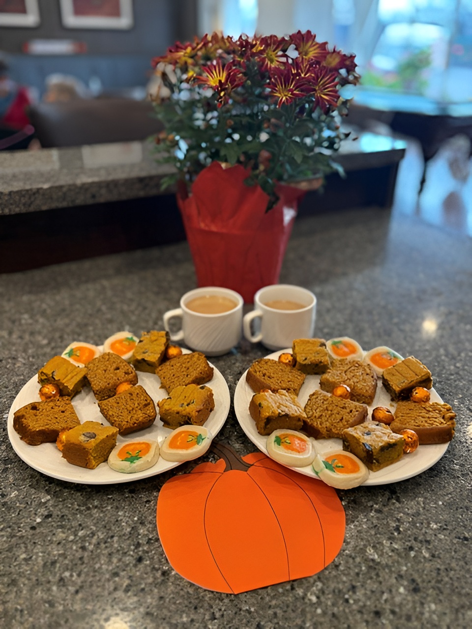 Homemade pumpkin treats and coffee